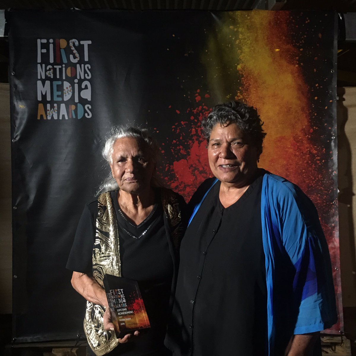 NITV (@nitv) on Twitter photo Congratulations to Freda Glynn (Pictured left with FNMA Chair Dot West), Lifetime Achievement recipient of First Nations Media Awards 2019. And to all the winners at last night's event: bit.ly/34x7pNu
#ConvergeAS19 #OurMediaMatters
@CAAMA <a href="/FNMediaAust/">First Nations Media Australia</a> Congratulations to Freda Glynn (Pictured left with FNMA Chair Dot West), Lifetime Achievement recipient of First Nations Media Awards 2019. And to all the winners at last night's event: bit.ly/34x7pNu
#ConvergeAS19 #OurMediaMatters
@CAAMA <a href="/FNMediaAust/">First Nations Media Australia</a>
