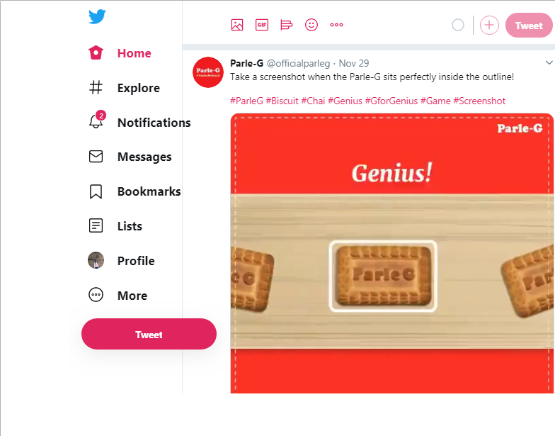 Sonam2Wagh's tweet photo. @officialparleg #ParleG #Biscuit #Chai #Genius #GforGenius #Game #Screenshot https://t.co/PA3ufOW3B4