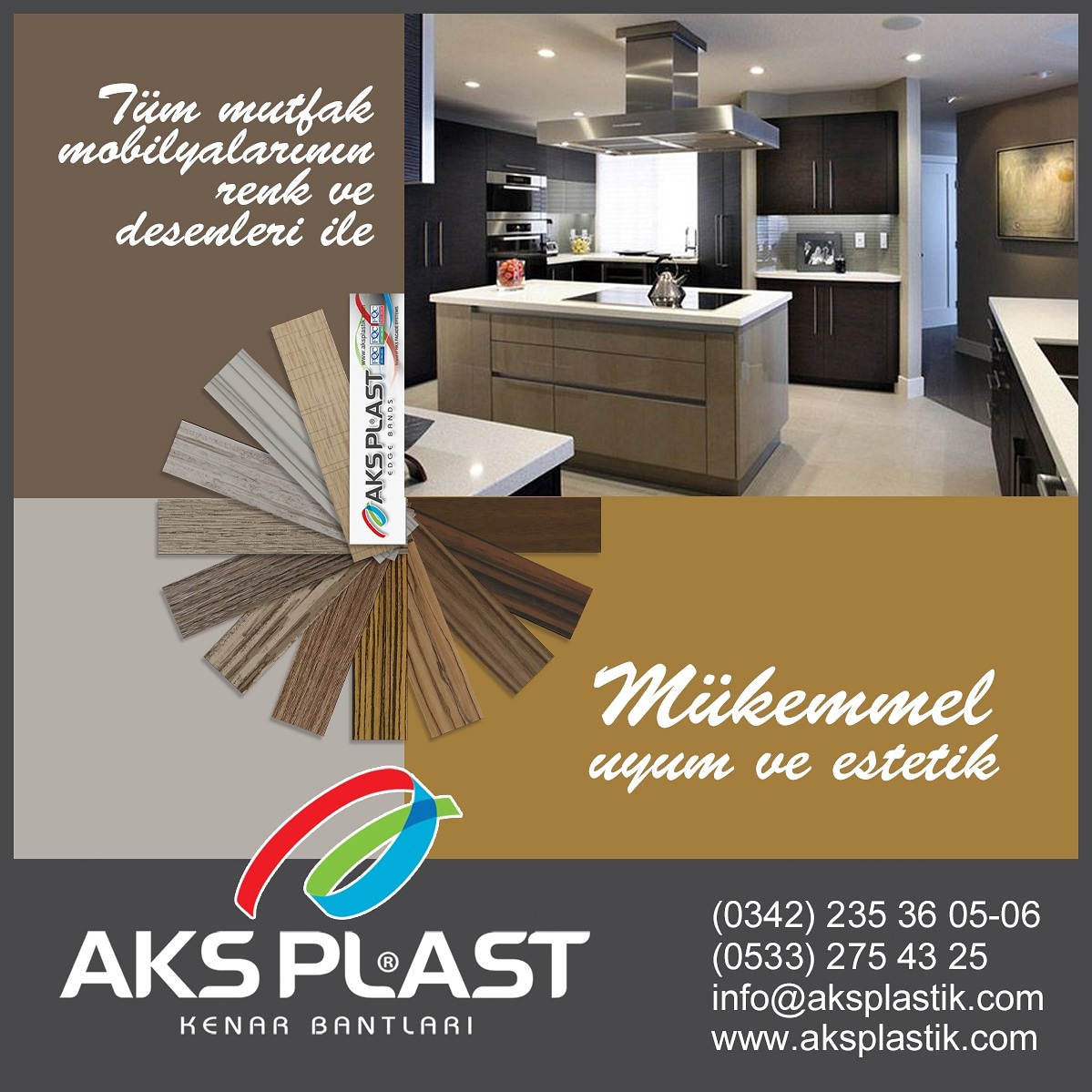 TÜM MUTFAK ÜRÜNLERİNİN RENK VE DESENLERİ İLE... 
Web sitemiz: aksplastik.com

İrtibat telefonumuz: (0342) 235 36 05-06’ Nolu numaramızdan bizimle iletişim kurabilirsiniz... #ofismobilyası #mobilya #pvckenarbandı #ahşapkapıbandı #büromobilyası #masakenarbandı #kenarbandı