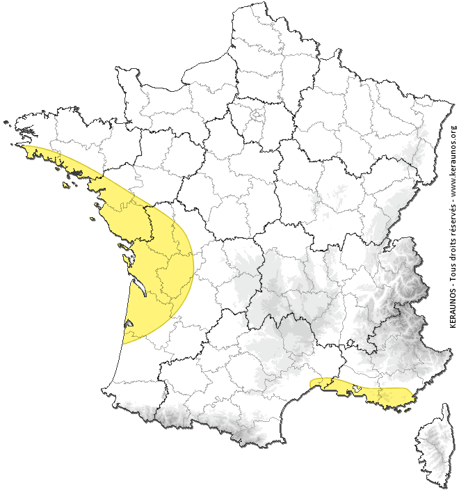 ChasingLive's tweet image. ⚠ Ce samedi : Dégradation par l'ouest puis par le sud la nuit prochaine @KeraunosObs keraunos.org/previsions/pre…