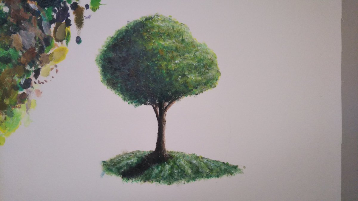 たけうち No Twitter 一本の木 アクリル絵の具で描きました 木 アクリル絵の具 お絵かき