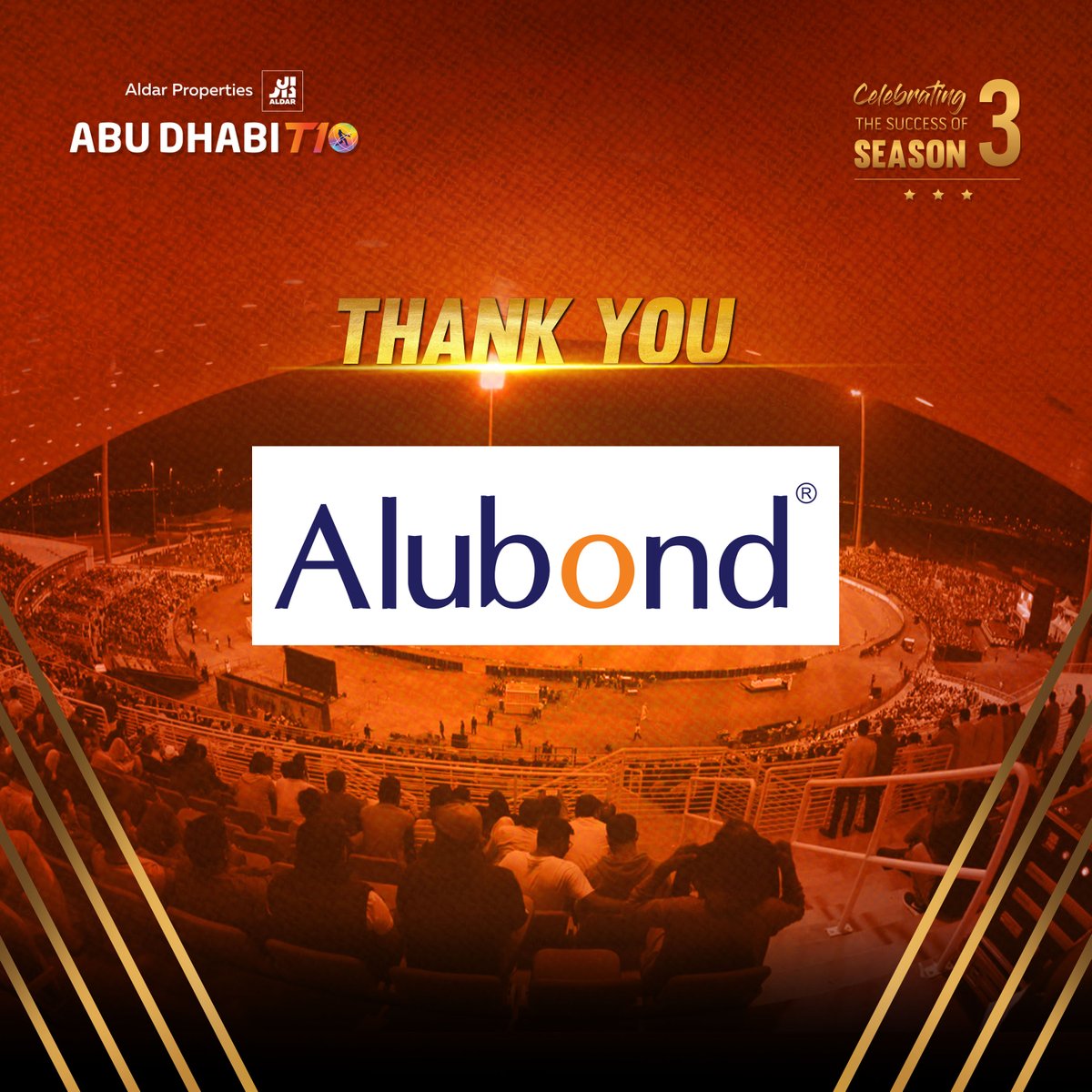 T10League's tweet photo. Thank you, @alubondusaacp the Facade Partner of Aldar Properties Abu Dhabi T10.
#AbuDhabiT10 #t10league #inabudhabi #AldarProperties #alubond https://t.co/GduVGINxme