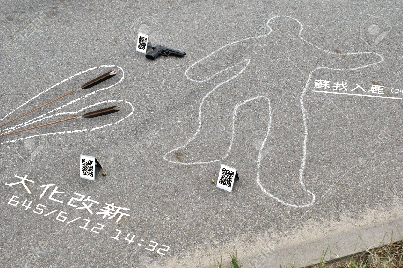 岡シャニカマ ない会社 新たな観光資源として 歴史上の事件現場 はいかがでしょう 実際に事件 があった場所にチョークで遺体や遺留品の縁取りをして 事件の日付や名前も書いておきます 現場に置かれたqrコードからは 犯人の調書が見られたりします