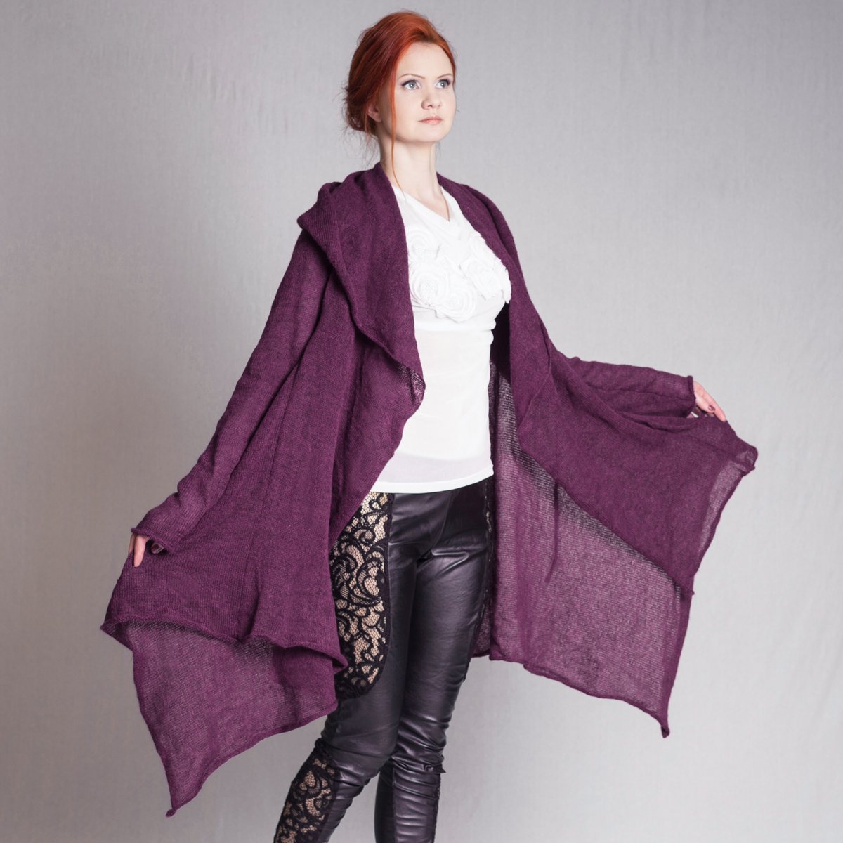 #Violet #mohair #cardigan, #Plum knit #asymmetrical freeform #bohemian jacket, #Purple #hippy boho #sweater etsy.me/2qPRPOt via @Etsy #handmade #smallbusiness #cybermonday #blackfriday #knitwear #silverreed #knitmaster