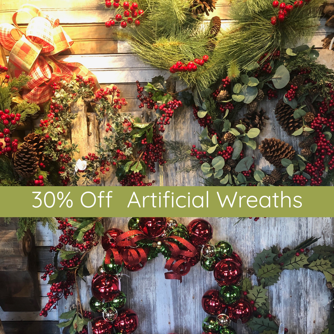 30% Off All Artificial Wreaths Ends Today! Come on by & Support Small Business Saturday!! 

#artificialwreaths #happythanksgiving #smallbusinesssaturday #grateful #blackfriday #independentgardencenter #keepitlocal #southportnc #brunswickbeachesnc #allinbloomsouthport