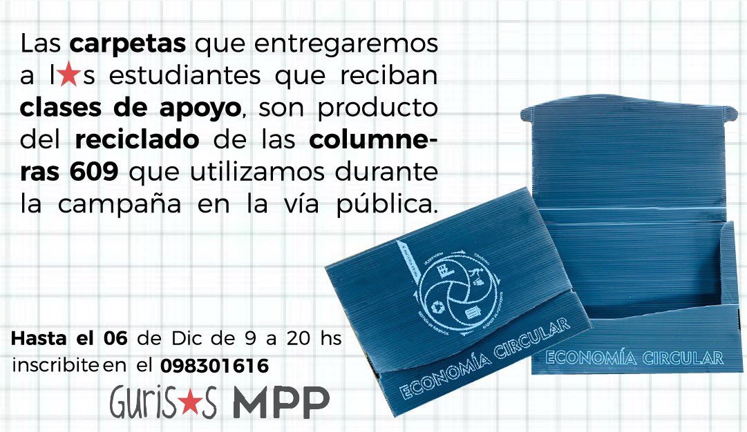 MPP609's tweet photo. En el correr de la próxima semana estarán arrancando las clases de apoyo que dan los @GurisesMPP con otros y otras jóvenes.

Las carpetas que entregaremos forman parte del proceso de Economía Circular, reciclando las columneras 609 ✌🏽🙌🏽 https://t.co/owIKxFLqdf