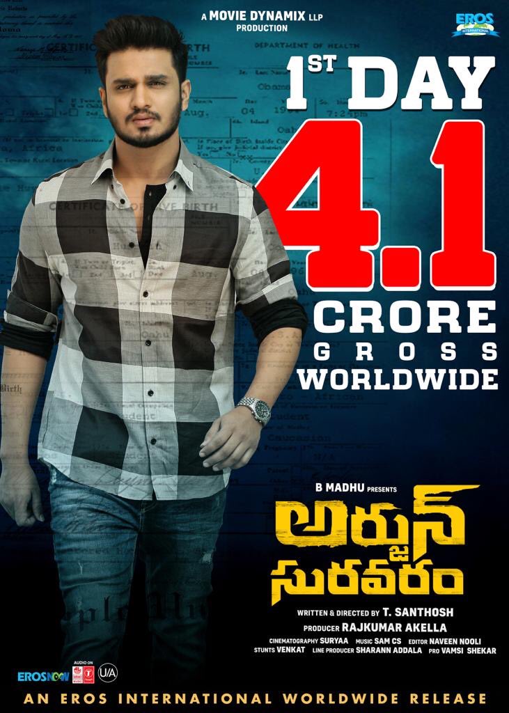 MovieDynamix's tweet photo. With extra theaters added #BlockbusterArjunSuravaram going strong this weekend!! Grossed 4.1 crores on its first day

Watch the thriller at your nearest theaters.

Book your tickets now-
https://t.co/dFs81LeJ88 

@actor_Nikhil  @Itslavanya @TagoreMadhu #RajkumarAkella https://t.co/tmcszzr1M4
