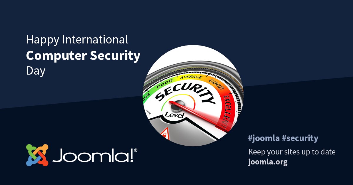 joomla's tweet photo. It's #International #Computer #Safety day!
Are your websites all up-to-date? Are you using a strong password or 2FA? When did you change your password last? Go update NOW! 
#joomla #update #security #cms 
https://t.co/VStRnmlVKT https://t.co/DRdT7ZFSpl