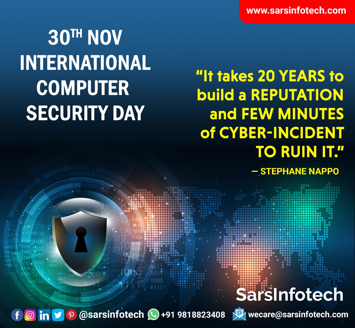 Nowadays, electronic #gadgets have become an integral part of our lives. Let us all understand & learn different ways to #secure crucial #database from hacking on the account of #InternationalComputerSecurityDay 

@rsprasad @intel @microsoft @acer @ASUS @Lenovo @dell @HPIndia