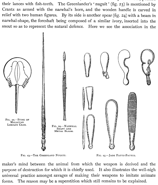 guywalters's tweet photo. The heroic chef 'Luckasz' who used the narwhal tusk yesterday was not the first to wield such a tusk as a weapon. In Greenland, narwhal tusks had wooden handles attached to them to make a weapon called a 'nuguit'. See this extract from The Book of the Sword by Richard Burton: https://t.co/DlAmEcBqOy