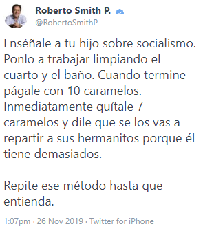 Mortimer_Fu's tweet photo. Enséñale a tu hijo sobre capitalismo. Ponlo a trabajar limpiando el cuarto y el baño. Cuando termine págale 1 caramelo, aunque deberías pagarle 10. Dile que no puedes pagarle más porque hundirías economía global y a los bancos de caramelos. Cómprate otro Jaguar. Ríete de él. https://t.co/HLsKAUIaWu