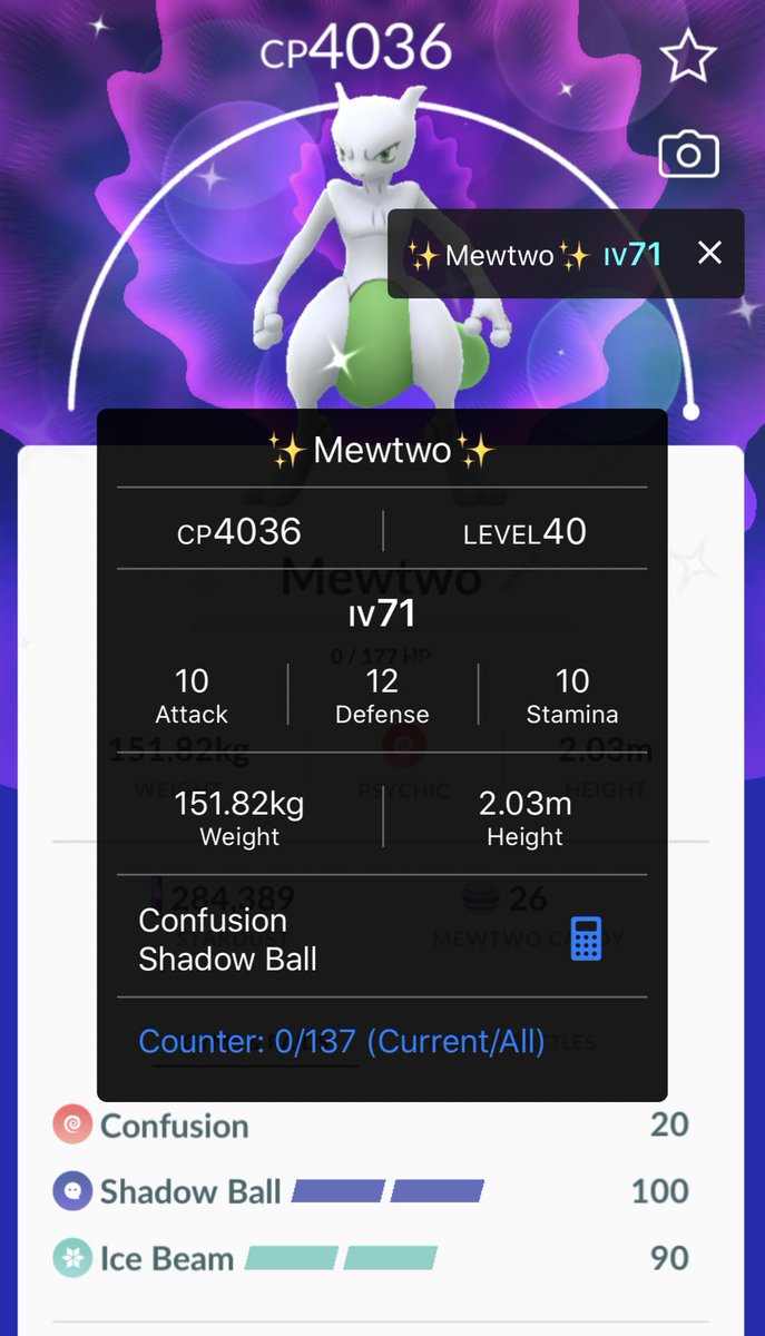PoGoMaster12's tweet photo. Oh happy day! Offered my maxed out shadow ball mewtwo as tribute to get my shiny azurill back I accidentally evolved on a high night. 🥰🌬🤪🤩✅
—
#pokemongo #friendfest #shinypokemon #shinytrade #shinymewtwo #shadowball #shinyazurill #shinydex https://t.co/ieZ3DLU2tP