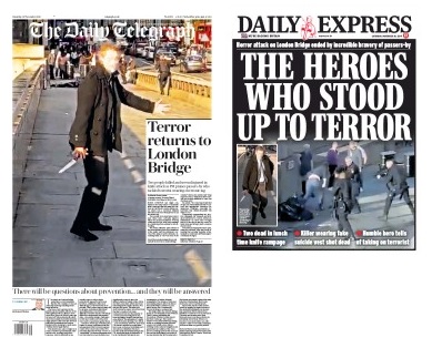The Telegraph and Express both cleared their pages.../5