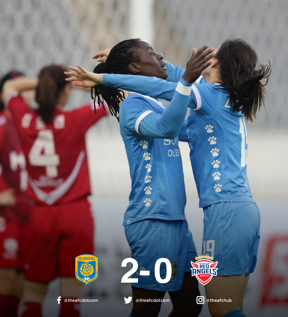 on Twitter: "FT: Jiangsu Suning Ladies 🇨🇳 2 0 🇰🇷 Incheon Hyundai Steel Red Angels Jiangsu clinch second at the inaugural #AFCWomensClub after defeating Hyundai Steel Red Angels!