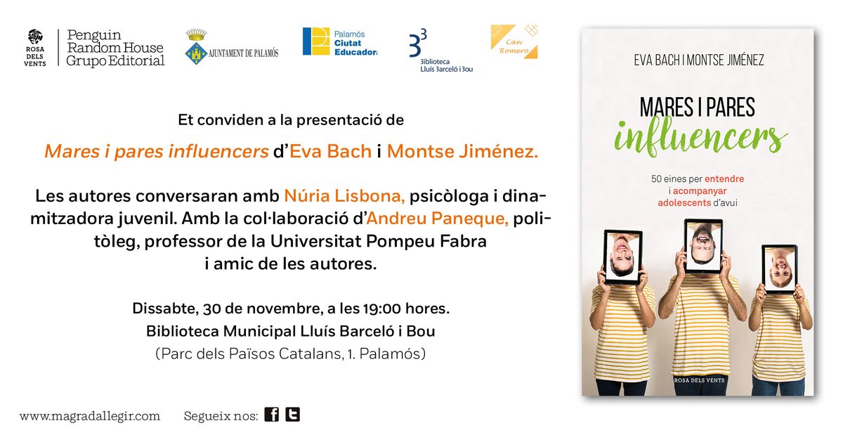 AjPalamos's tweet photo. Aquesta tarda a la #BibliotecaPalamós, presentació del llibre "Mares i pares influencers: 50 eines per entendre i acompanyar adolescents d'avui"🤳💁‍♂️

📌A les 19h, a la biblio.
ℹ️Gratuït i obert a tothom! #Palamós https://t.co/rTEjlDickq