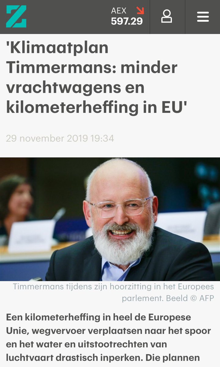Klimaatplan van de aankomende klimaat-eurocommissaris   @TimmermansEU uitgelekt: Kilometerheffing in de gehele EU en maar liefst driekwart van het vervoer over de weg verplaatsen naar water en het spoor. Complete artikel lees je hier: nos.nl/l/2312577