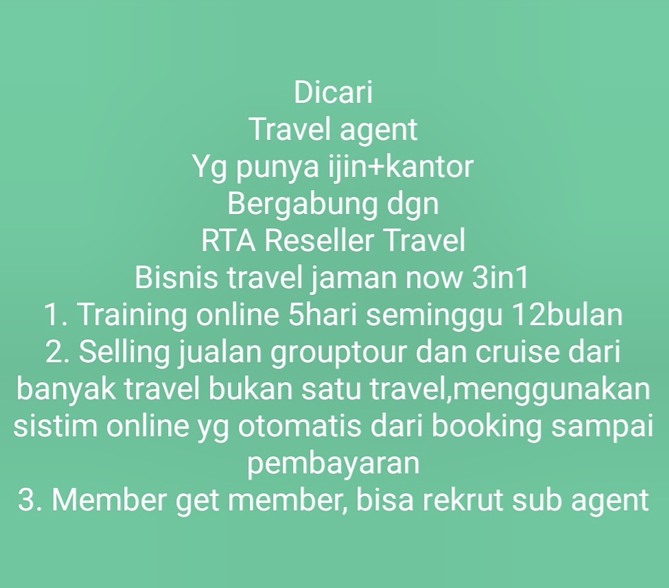 Belajar bisnis travel bersama antonthedy travelpreneur sejak 1981, biaya 1,2 juta, minat wa 0816883998