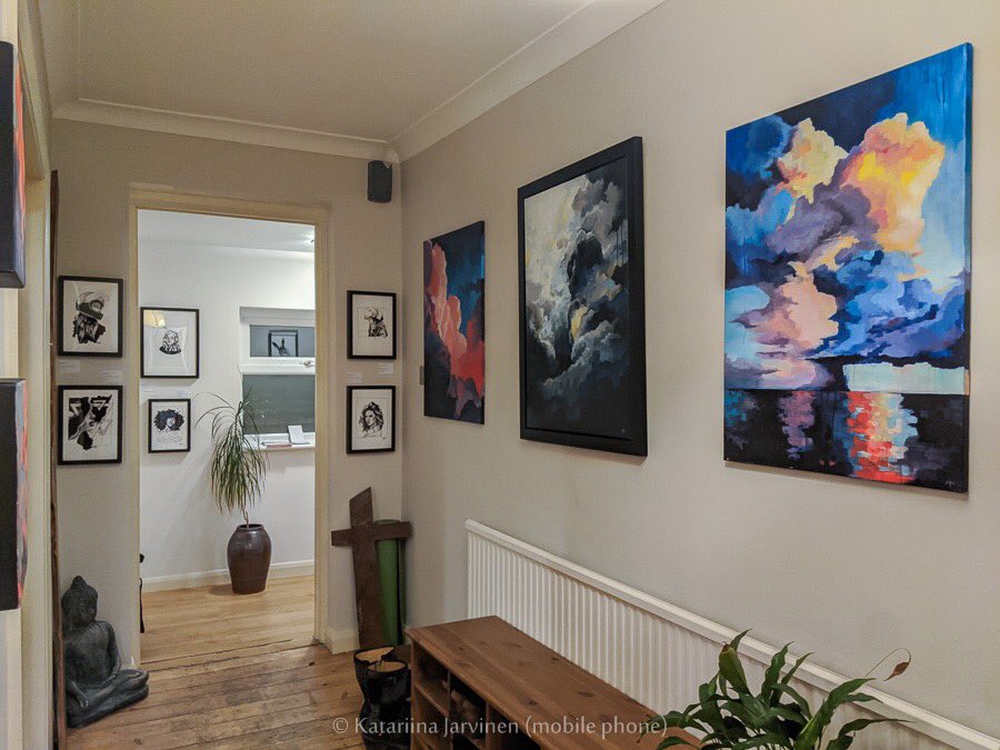 MISHFIT_art's tweet photo. My cloud paintings on show at the chocolate house @artistshouses @chocadyllic https://t.co/GLFvjwPPzw