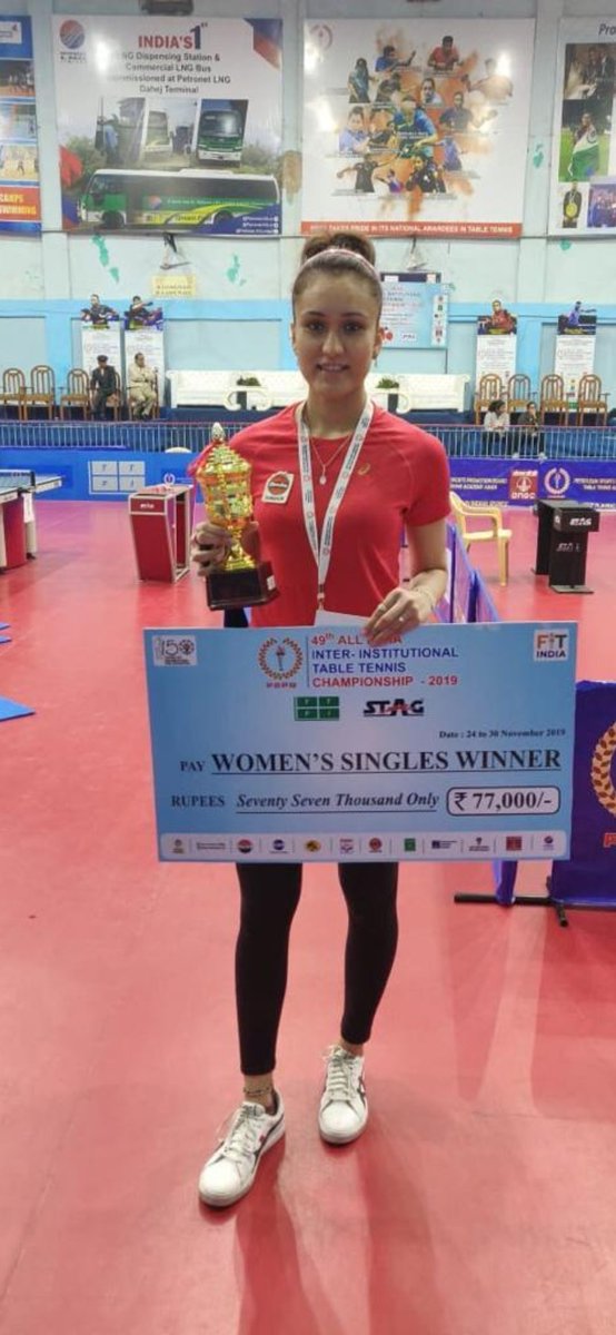 iosindiaoff's tweet photo. After guiding PSPB to victory in the women's team event @manikabatra_TT also claimed the women's singles trophy in the Inter Institutional #tabletennis Championship 🏆 Well done champ!
#manikabatra #victorywithpositivity https://t.co/PVEq8Ovwt7