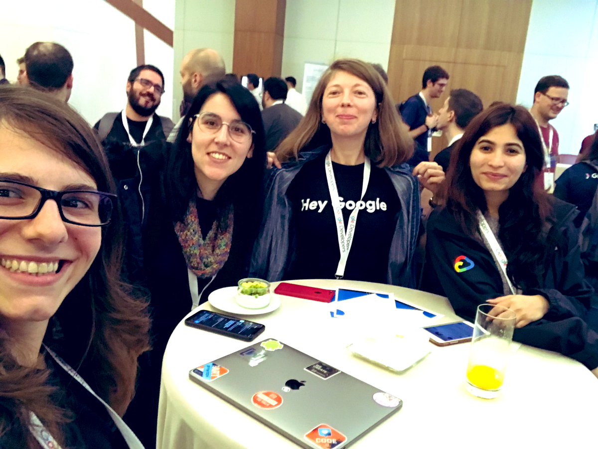 Together with <a href="/GDGLisbon/">GDGLisbon</a>’s <a href="/Dizparada/">ᴅɪᴢᴘᴀʀᴀᴅᴀ©</a> <a href="/GDGBucharest/">GDG Bucharest</a>’s <a href="/ValericaPlesu/">Valerica</a> &amp; <a href="/GDGDublin/">GDG Dublin</a>’s <a href="/shalkinagpal/">Shalki Nagpal</a> at the #GDGSummit <a href="/gdg_sofia/">GDG Sofia</a> 😎 #WTMs stick together