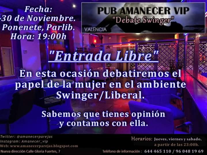 Parlibvlc's tweet image. Hoy tenemos en @amanecerparejas el debate enfocado a la mujer. Hoy te necesitamos a ti, mujer que nos des tu opinión. Te esperamos.@gentelibre_sw @Erotonomia @LA_ERE_C @ValerieTasso @Zoe_Llum25 @SexoMandamiento @SwingerGo #Elpoderdelamujer