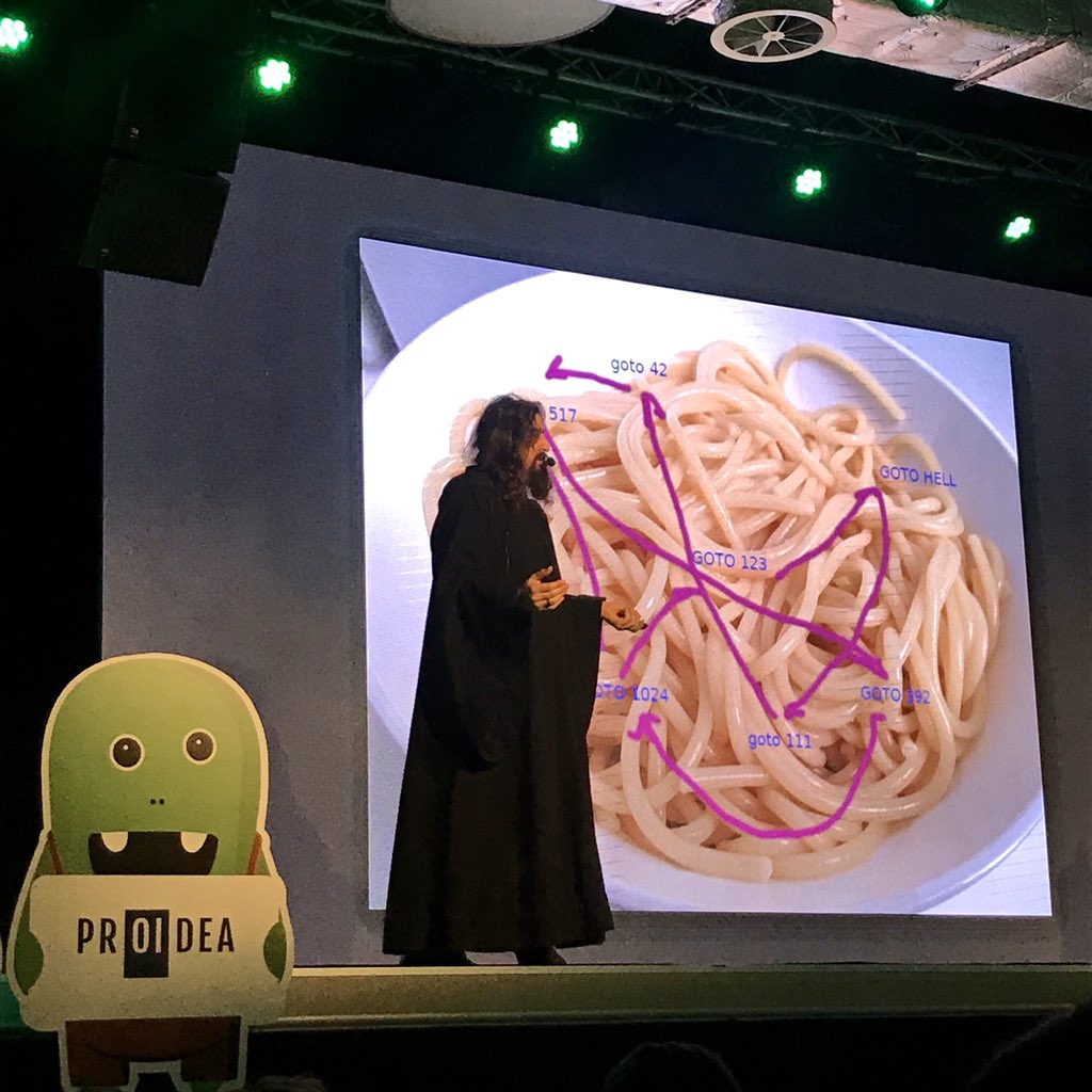 meldmy's tweet image. @jarek000000 is speaking about goto statements and production incidents at #ByteMyCode