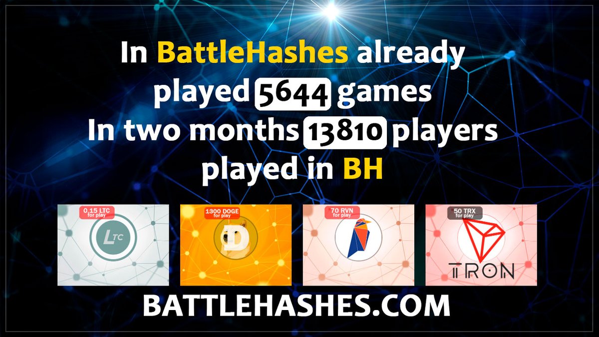 BattleHashes's tweet image. We grow up!
#cryptocurrency #Litecoin #RavenCoin #TRON #Dogecoin #BattleHashes #BattleHash #Gambling $LTC #RVN $TRX $DOGE