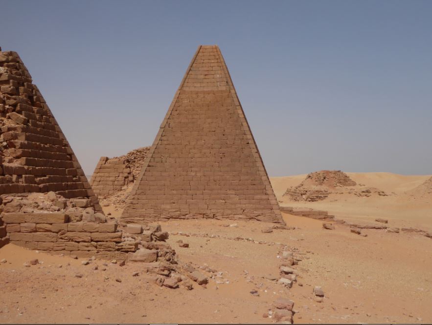 <holy mountain>the most prominent ruins on the site are the temples of amun <small temple built by Thutmose III, rebuilt and expanded by piye, destroyed by the romans, rebuilt by natakamani> and mut <built by taharqa> and the pyramids UNESCO;  https://whc.unesco.org/en/list/1073/  #historyxt