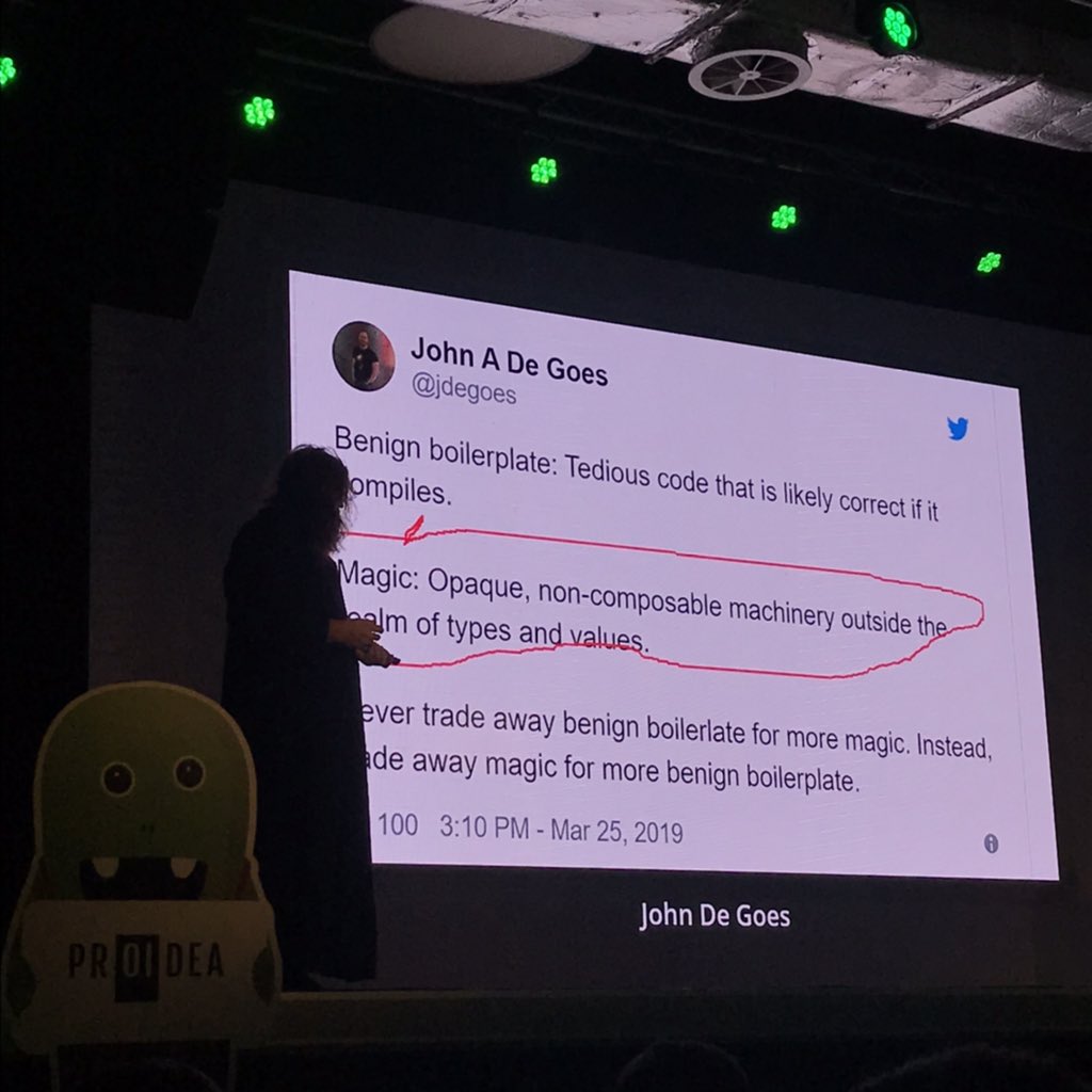 meldmy's tweet image. Spring magic looks simple, but it doesn’t. The abstraction is often quite weak. @jarek000000 told about magic in code, even referred to @jdegoes at #ByteMyCode
