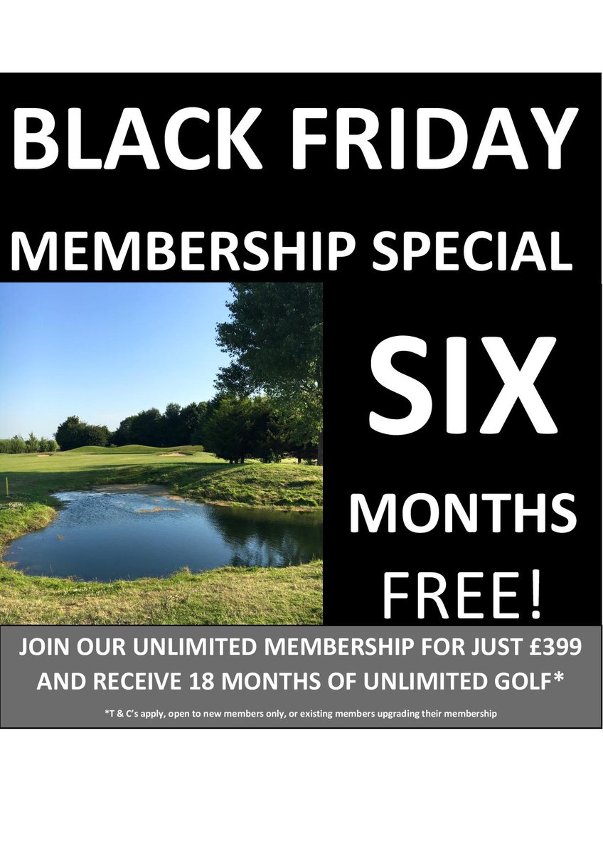 manstongolf's tweet image. Join on our unlimited membership this Black Friday weekend and we'll give you an extra 6 months FREE.

Like, share and tag a golfing partner in this post and we'll enter you into a draw to win a months FREE golf on the Greensole Course.