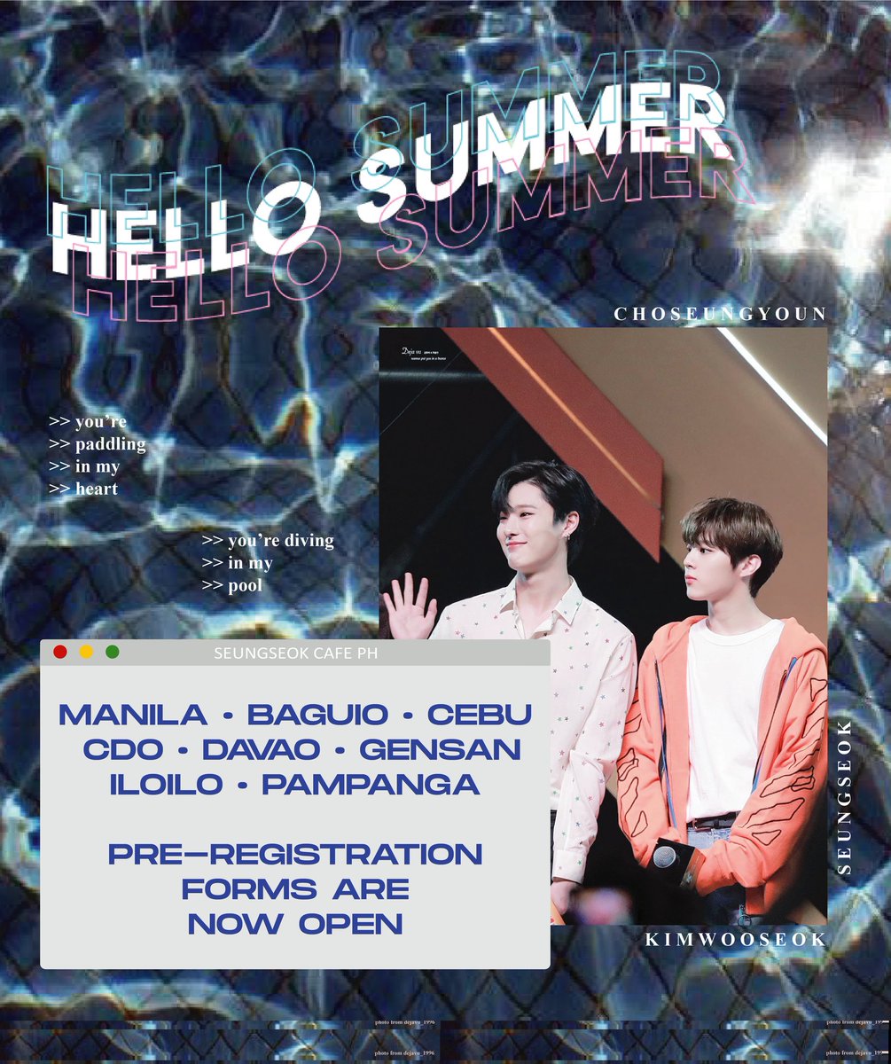 X1_Baguio's tweet photo. Beat the heat and say 𝐇𝐄𝐋𝐋𝐎 to 𝐒𝐔𝐌𝐌𝐄𝐑, 𝐒𝐞𝐮𝐧𝐠𝐒𝐞𝐨𝐤 𝐍𝐚𝐭𝐢𝐨𝐧 as we bring fun and excitement to the City of Pines!🌲 

🗓 29 March 2020, 3-5 PM
📍 Il Padrino Cafe

Pre-Registration form :
https://t.co/56SdVTktn9

#HELLOSUMMER_SEUNGSEOK
#HELLOSUMMER_BAGUIO https://t.co/ldxfAK6VSa