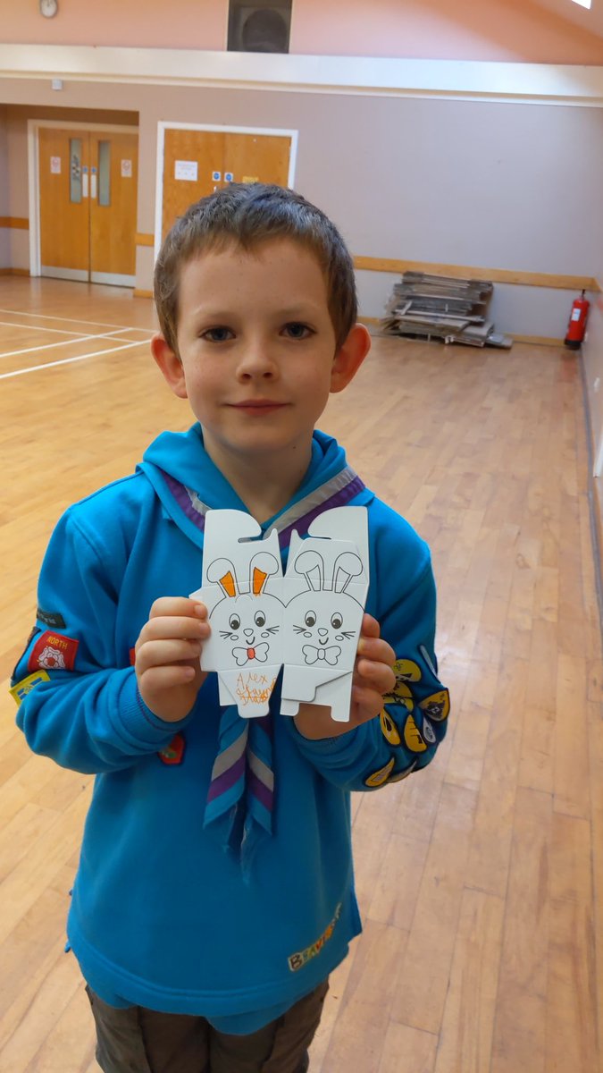 StaynorHScouts's tweet photo. This mornings activities have all been about Easter. Easter Egg Hunt, Protect the Nest and Protect the Egg. We've made our own lunch so whilst it's cooking we're colouring Easter Treat boxes! What's next ....... https://t.co/8ETdvc49zB