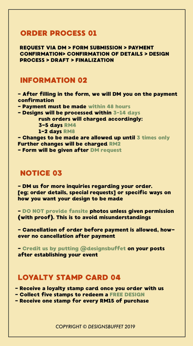 designsbuffet's tweet photo. W E L C O M E ! 

— orders via dm
— do read the notice below
— won't accept orders once slots are full https://t.co/wBOBcFB1Tf