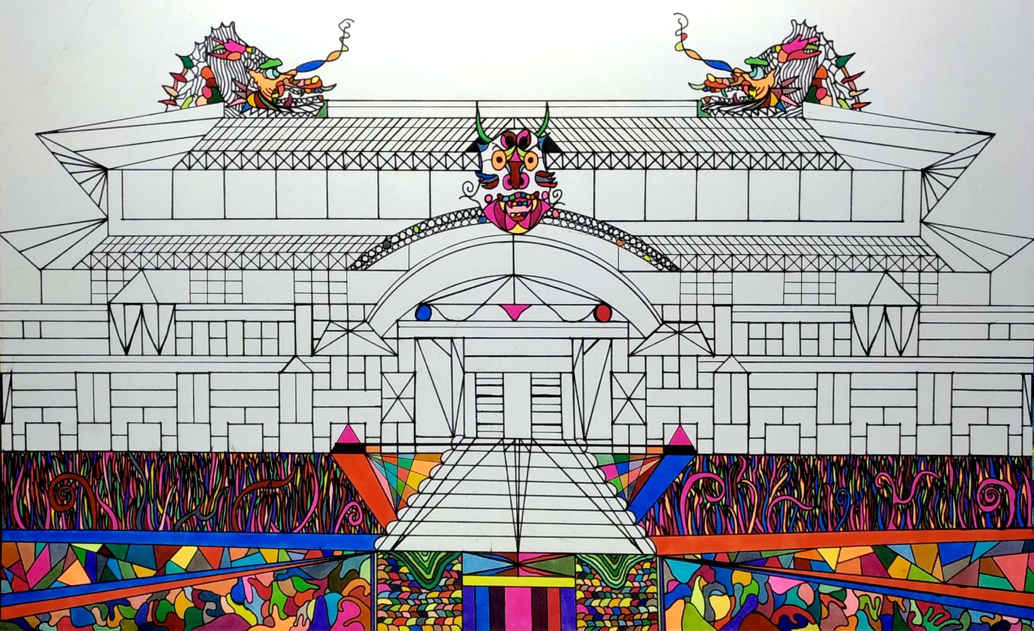柳生千裕 千裕の首里城の絵 途中経過です 建物もより細かくなり 屋根の龍を描いた事で首里城らしくなって来ました アスペルガー症候群 11歳 コピック 首里城 柳生千裕 千裕の首里城の絵 途中経過です 建物もより細かくなり 屋根の龍を描いた事で首里城らしくなって来ました アスペルガー症候群 11歳 コピック 首里城