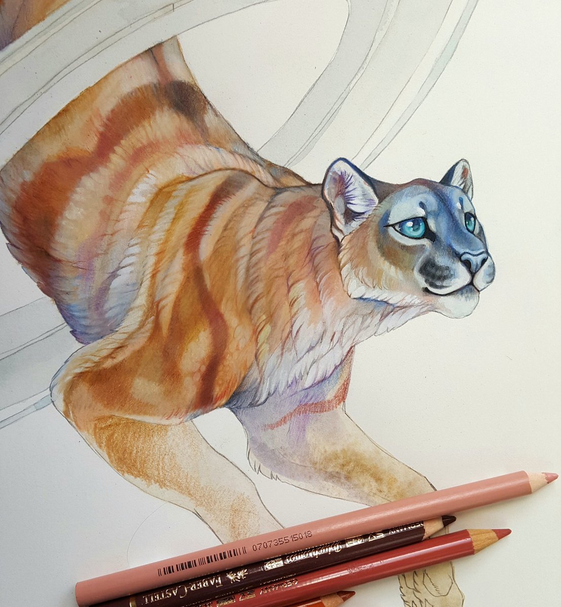 Started working on space cougar. Complicated planetary patterns #wipdrawing