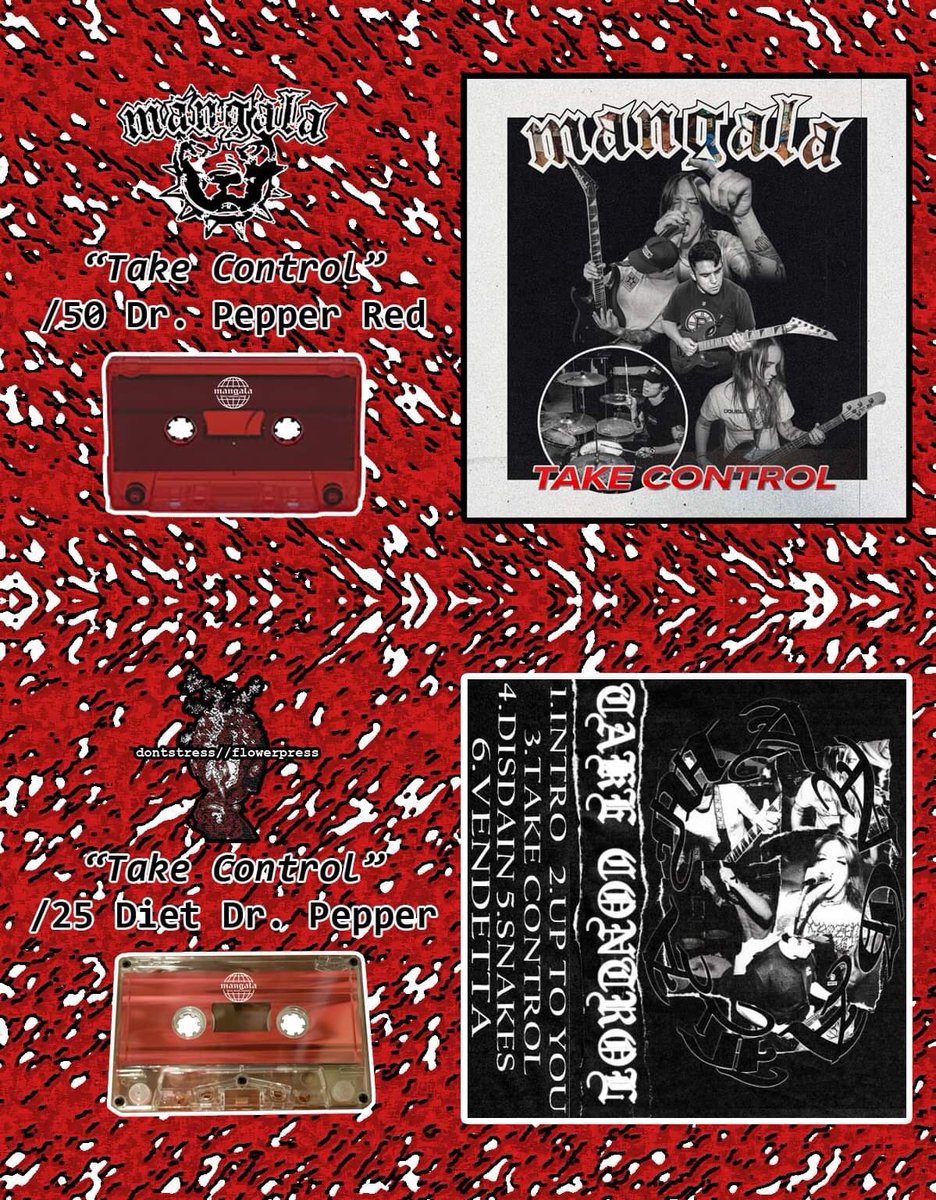 TAKE CONTROL 
released on two different variants 
/50 Dr. Pepper Red
/25 Diet Dr. Pepper(ds//fp exclusive) 
we’ll have tapes at shows and up on bandcamp 
the ds//fp variant will be available through their bandcamp 
PICK ‘EM UP