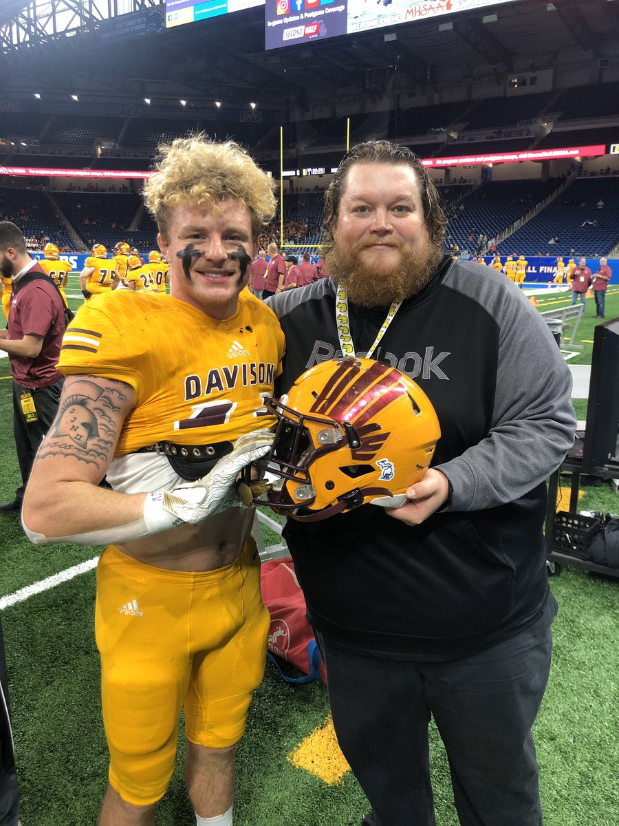 MichATSociety's tweet photo. Good luck to Davison (and Athletic Trainer Kyle Hall) in the @MHSAA Div 1 FB Finals. #AT4All #GLATASafetyInFootball @D4updates @NATA1950 https://t.co/1YYyhfMRnE