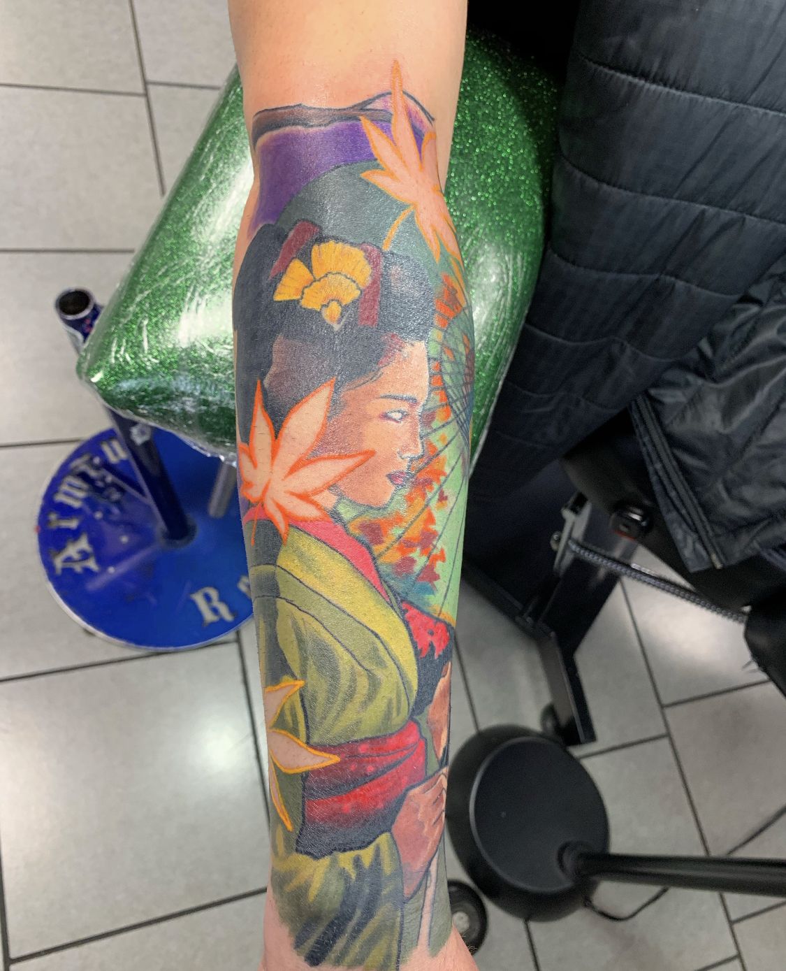 Geisha Leg Tattoos JAPANESE REALISM LEG SLEEVE TATTOO DONE USING