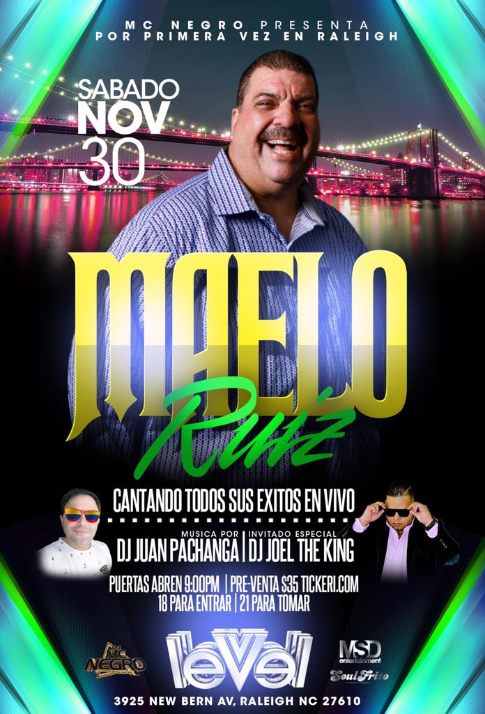 Saludos salseros, hoy culminó mi Tour USA 2019 en la ciudad de Raleigh / North Carolina, busca tu ticket ya y ven a cantar conmigo !!! Si no vas Te Va a Doler 

#TourUSA2019

OTRA VEZ... MAELO RUIZ