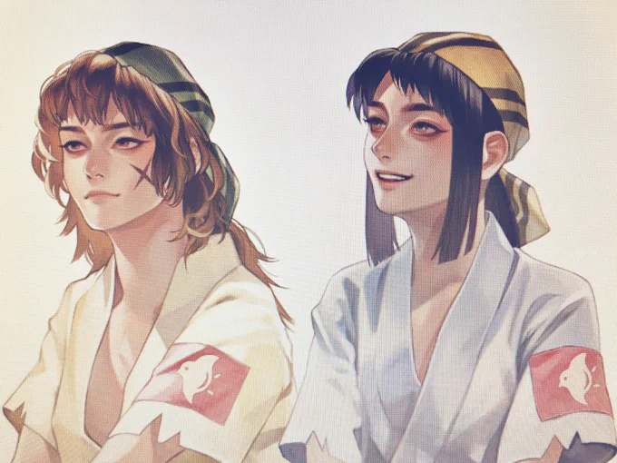 ほとんどPCの命とともに消えてしまったのだ…….この水主の二人も頑張って描いていたのに画面を撮ったやつしか残ってない 
