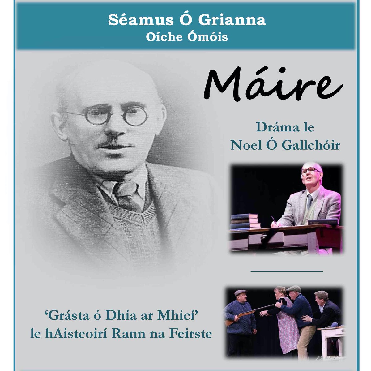 Beidh an dráma "Máire" le Noel Ó Gallchóir san Amharclann anocht @ 8 i.n. Is féidir ticéad a fháil san Amharclann nó ar an doras. Ticéad - €12. Bígí linn!!