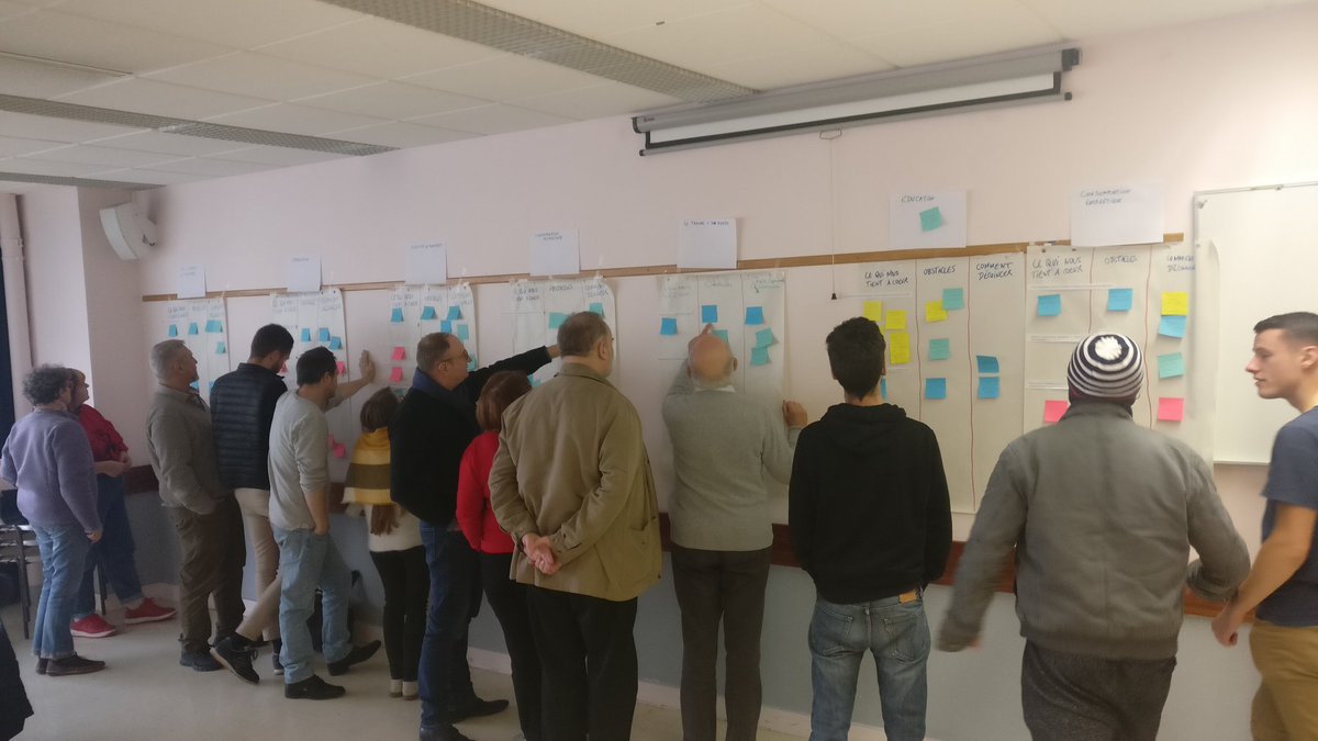 MPubliques's tweet photo. Le panel citoyen de la @CopCVL #COPregionale en finalisation de son plan de travail. Dans qq minutes début de la rédaction de leur avis et recommandations pour la transition régionale. 3e session de travail animée par @MPubliques #Climat https://t.co/jX0QRZfKGi