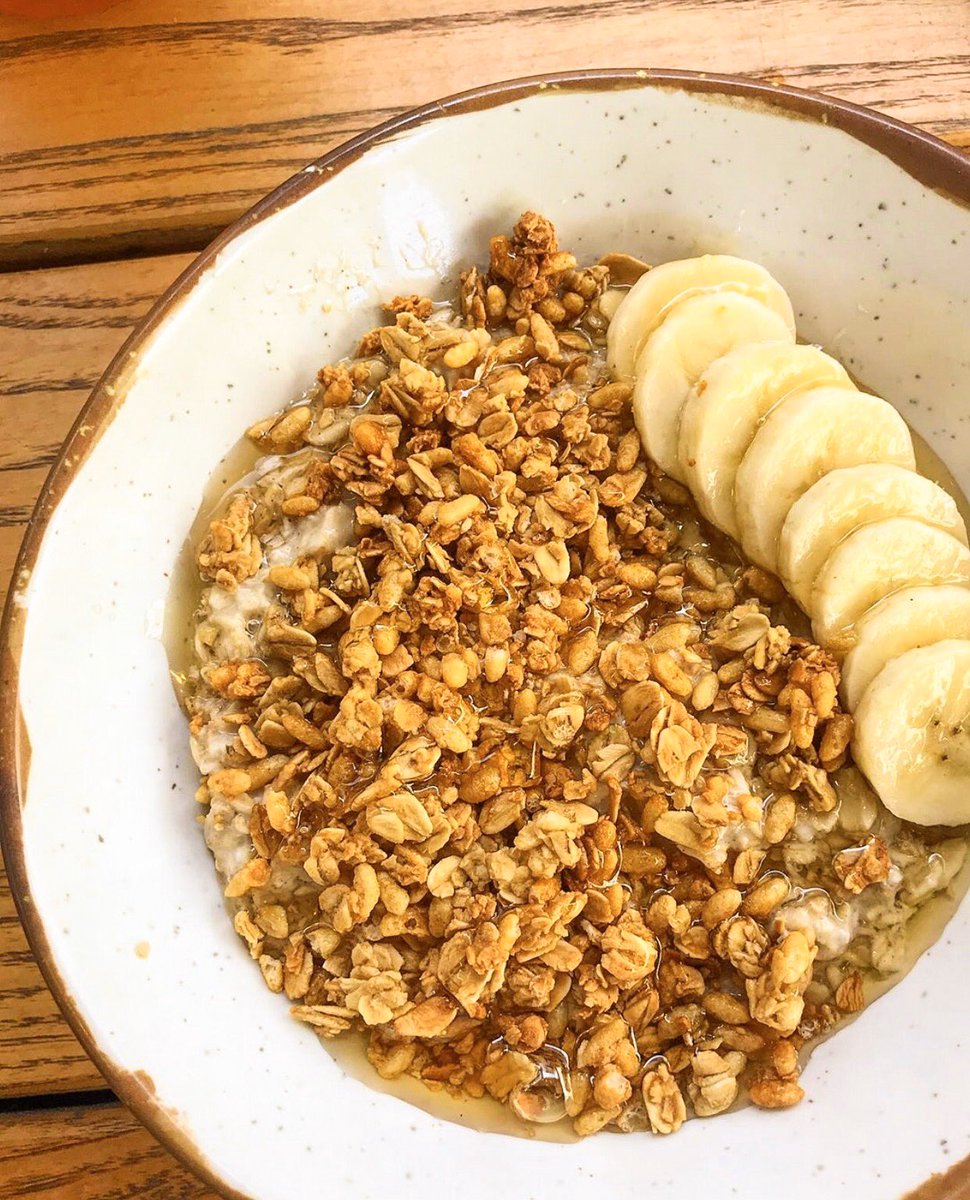 Still stuffed? Us too. 
Try something lighter this weekend, like our Maple &amp; Banana Overnight Oats with almond milk. 🥣 [📷: <a href="/heazzaeats/">heazzaeats</a>]