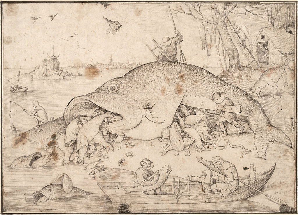 "The Big Fish Eat the Little Fish, Bruegel's drawing for a print, 1556"