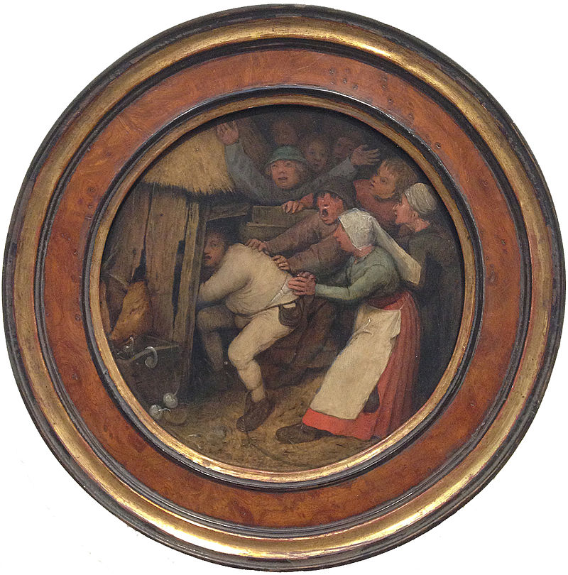 "A Pig Has To Go in a Sty, 1557, Bruegel's earliest genre scene"
