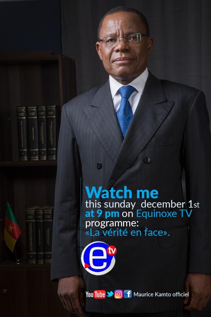 KamtoOfficiel's tweet photo. Retrouvez-moi ce dimanche 1er décembre à 21h00 sur Équinoxe Tv dans le cadre de l'émission "la vérité en face"
#cameroun 
#changement https://t.co/73QEbqfy0k