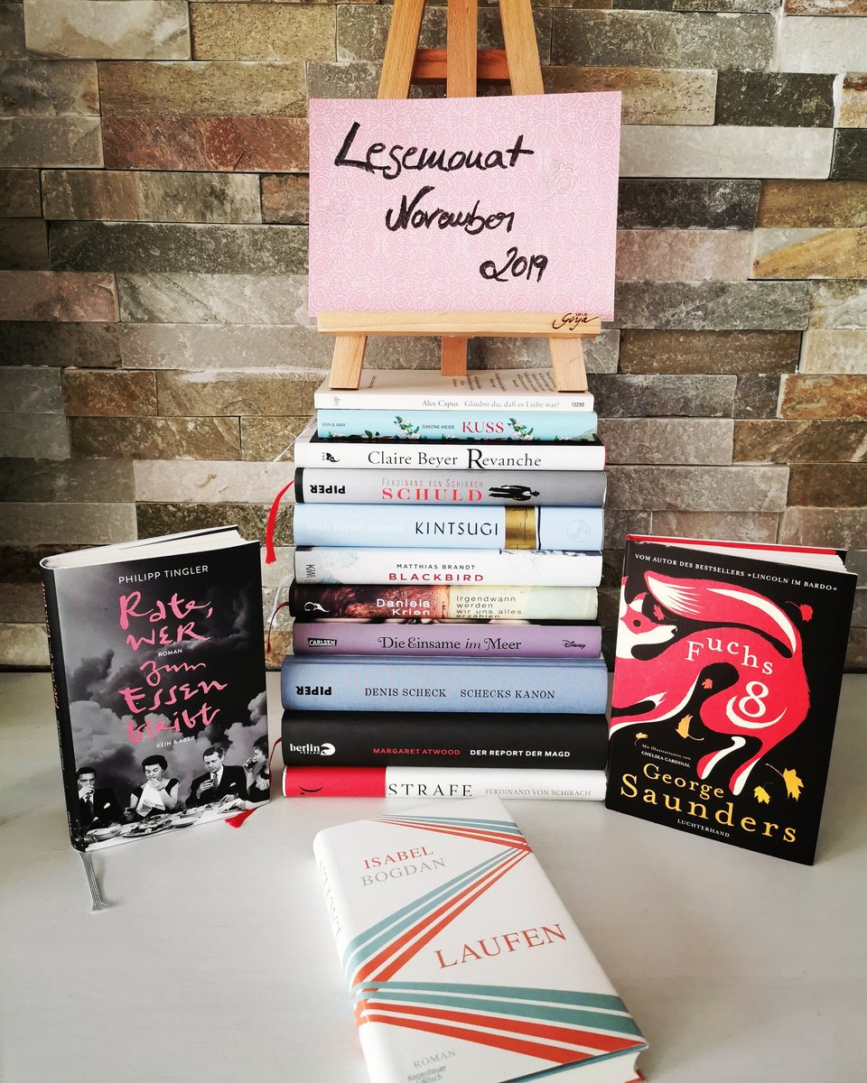 birkatpet's tweet photo. Highlights diesen Monat : #ratewerzumessenbleibt #laufen  #fuchs8 @isabo_ @keinundaber @KiWi_Verlag @LuchterhandLit #isabelbogdan #philipptingler #georgesaunders #pagesofnovember @birkatpet https://t.co/pgOCsQZT6O