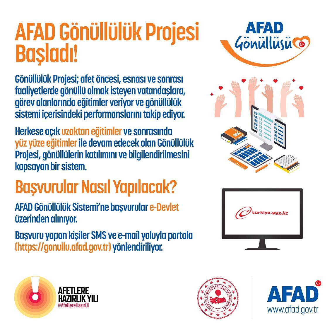 AFAD Gönüllüsü ol, yaşatmaya gönüllü ol! 💪

#AFAD Gönüllüsü olmaya istekli ve e-devlet şifresi olan herkese kapımız açık! 😊

➡️ Başvurular için: gonullu.afad.gov.tr