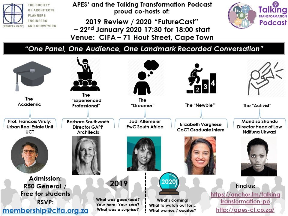 TalkingTransfo1's tweet photo. Talking Transformation Podcast Bulletin for November now available for download via https://t.co/NcGIOu0L1N
The TTPod Bulletin considers the exciting collaboration with APES+ in Cape Town on Wednesday January 22nd @ 17:30. Listen how or read the flyer included below. https://t.co/q4hxEiihSu