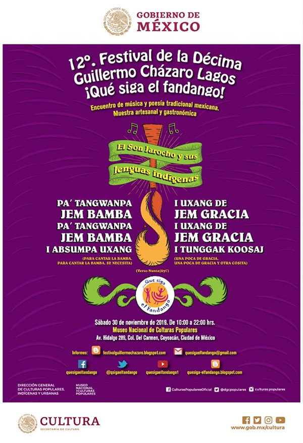 ucuvi_c_vivas's tweet photo. Disfruta del son jarocho en las lenguas náhuatl y popoluca. Acompáñanos en el festival Guillermo Cházaro Lagos en el @MNCP_DGCP.
Música, artesanías y gastronomía, de 10 a 22 horas.
@qsigaelfandango
#Coyoacan https://t.co/cthYlGXYI0